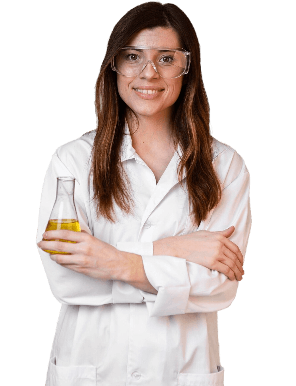 Foto de um profissional de laboratório de análise de água.